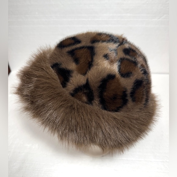 Leopard Print Faux Fur Hat Versatile - Picture 3 of 11